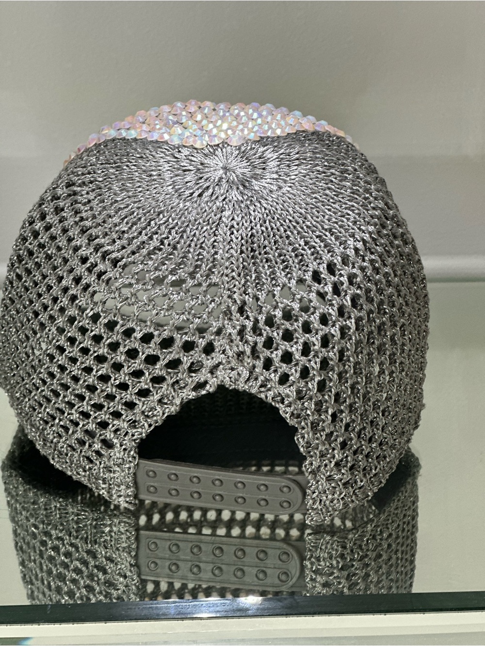 REVOLVE Silver Rhinestone Mesh Baseball Cap - Picture 7 of 8